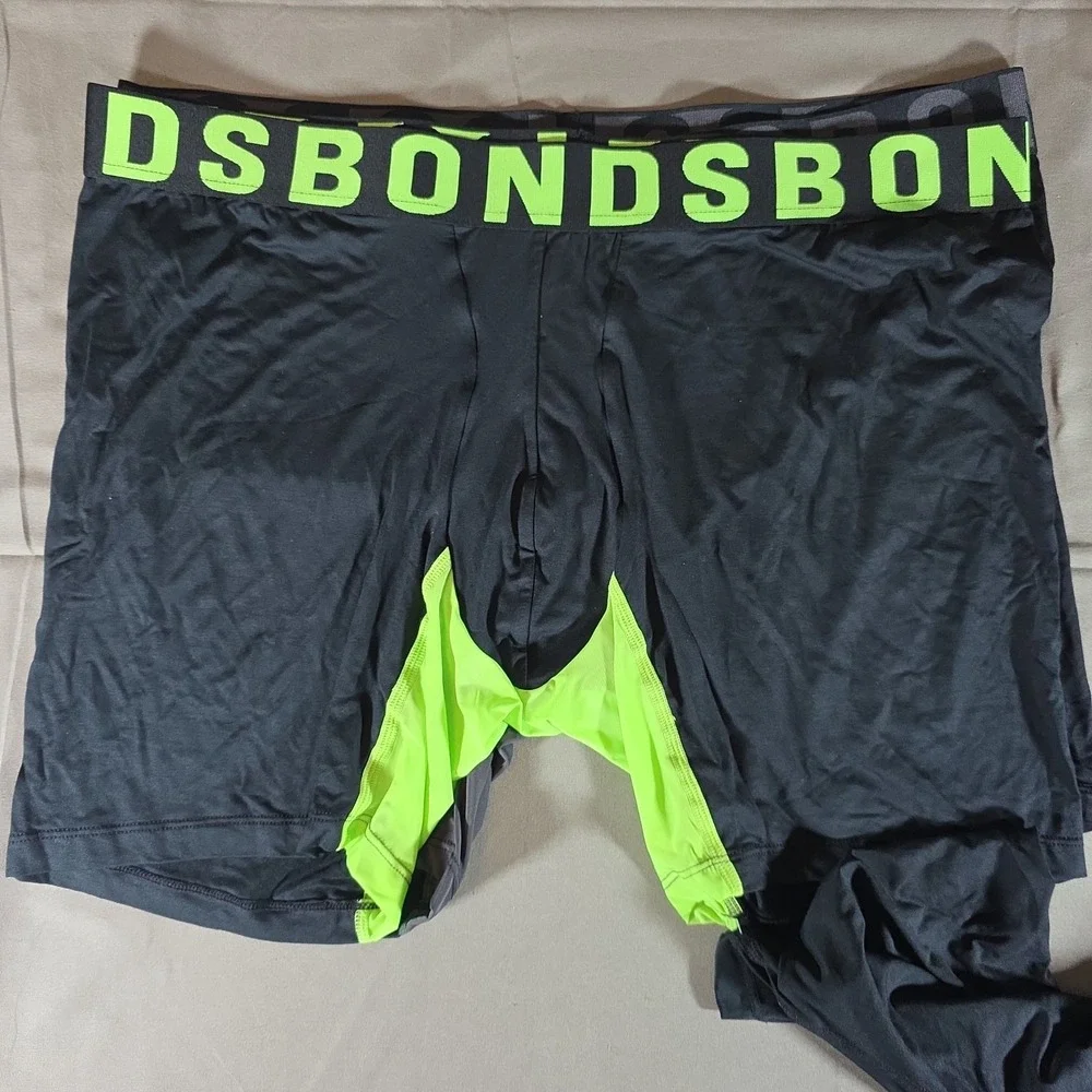 Bonds Underwear Anti-Chafing Boxer XXL 3 Pack Black & Grey/Green/Gold
